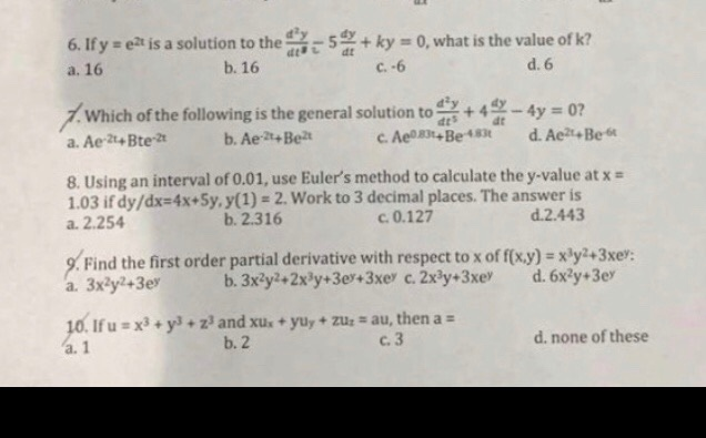 Solved 6 If Y Ezt Is A Solution To The 3 5 B 16 Ky Chegg Com