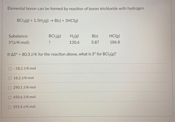 Solved Elemental Boron Can Be Formed By Reaction Of Boron | Chegg.com