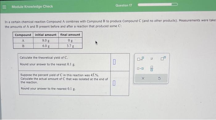 Solved In A Certain Chemical Reaction Compound A Combines | Chegg.com