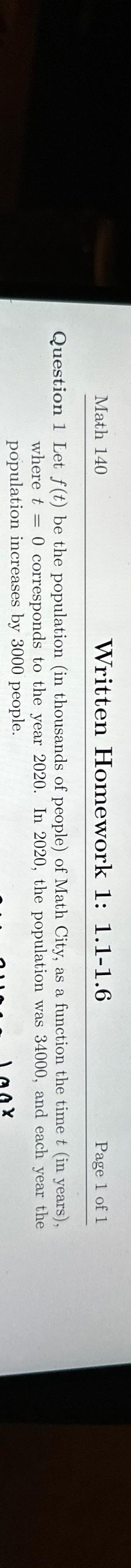 math 140 written homework 1 1 1 1 6