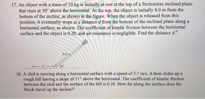Solved 17. An object with a mass of 10 kg is initially at | Chegg.com