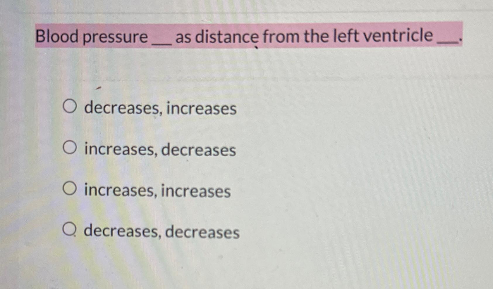 Solved Blood Pressure As Distance From The Left Chegg Com