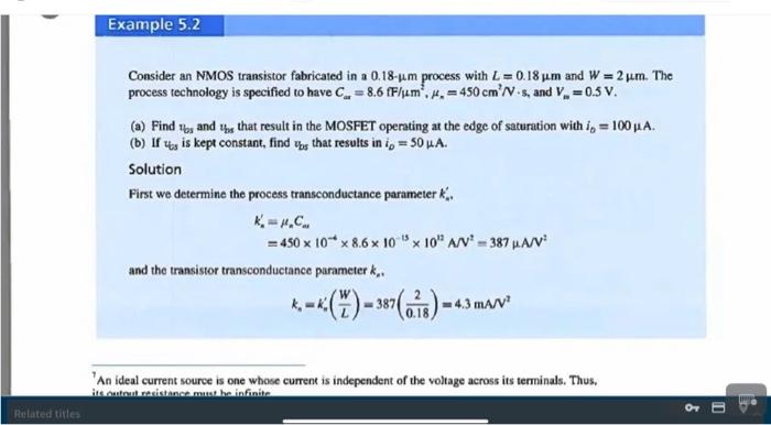 Solved Consider an NMOS transistor fabricated in a 0.18- μm | Chegg.com