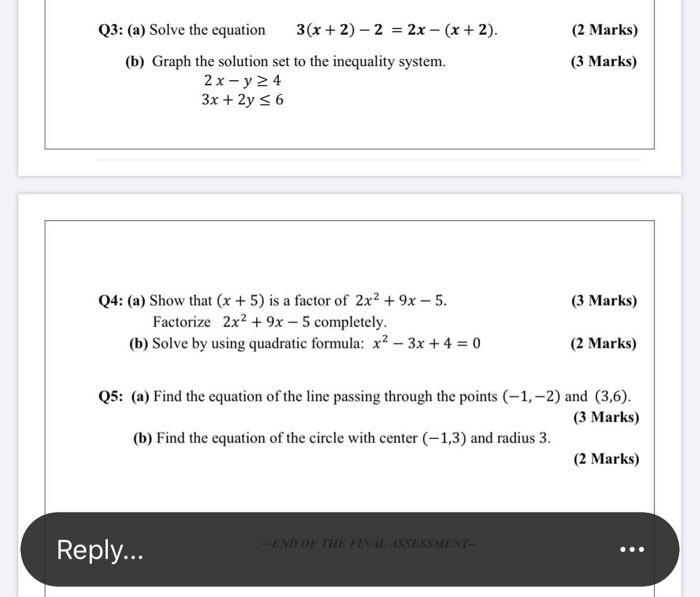 Solved Q3 A Solve The Equation 3 X 2 2 2x X Chegg Com