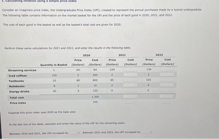 Solved Consider an imaginary price index, the Undergraduate | Chegg.com