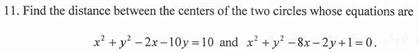 Solved Find the distance between the centers of the two | Chegg.com
