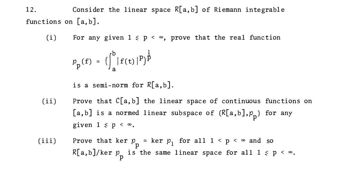 Solved Consider the linear space R[a,b] ﻿of Riemann | Chegg.com