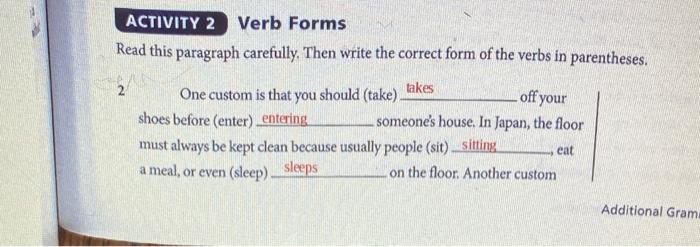 Solved ACTIVITY 2 Verb Forms Read this paragraph carefully. | Chegg.com