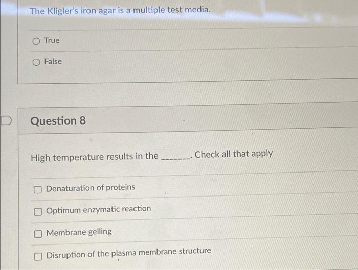 Solved The Kligler S Iron Agar Is A Multiple Test Media Chegg Com