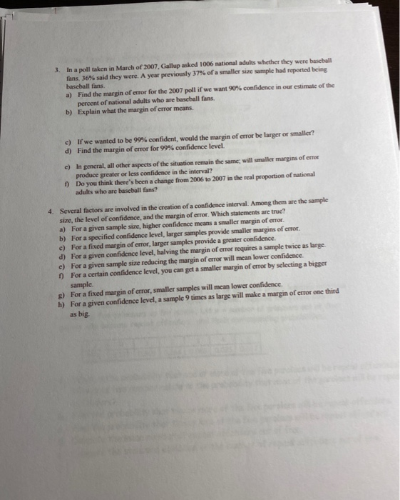 Solved Worksheet: Confidence Intervals for Proportions 1. | Chegg.com