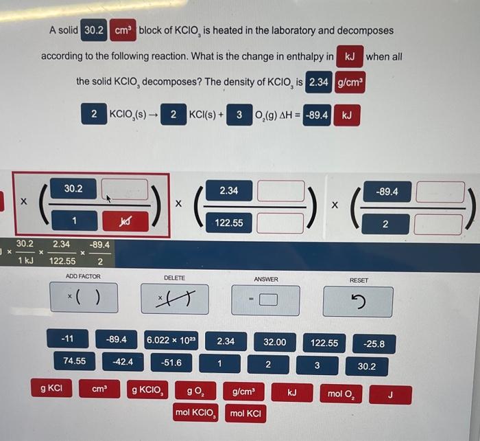 Solved A solid block of KClO3 is heated in the laboratory