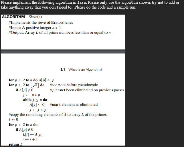 Solved Please implement the following algorithm in Java. | Chegg.com