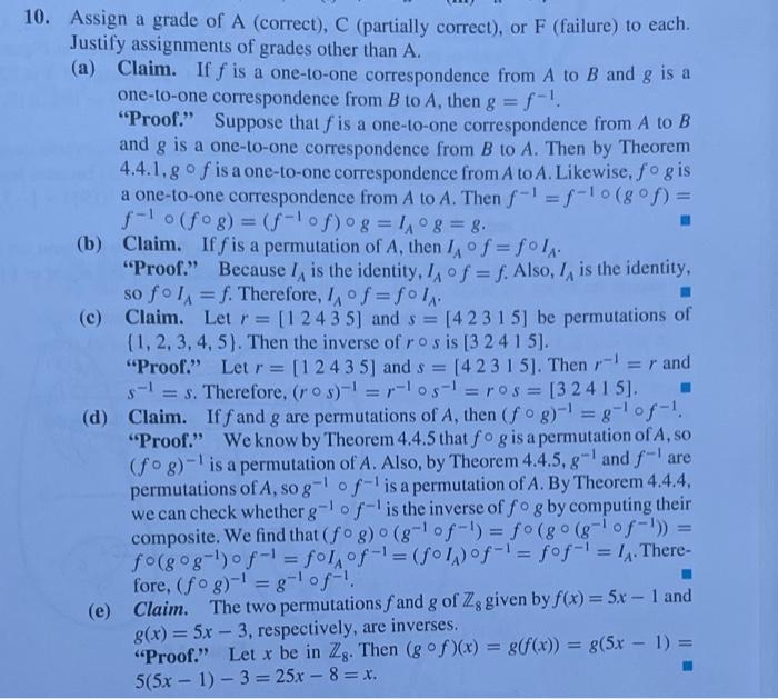 Solved Assign a grade of A (correct), C (partially correct), | Chegg.com