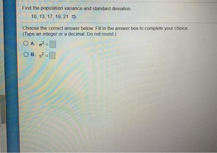 Solved Find the sample variance and standard deviation 23, | Chegg.com
