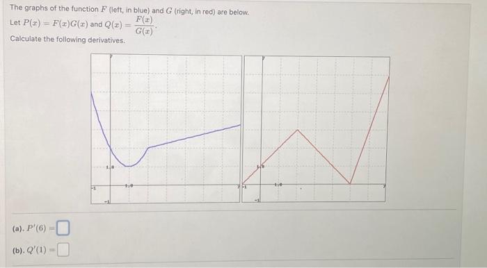 Solved The graphs of the function F (left, in blue) and G | Chegg.com