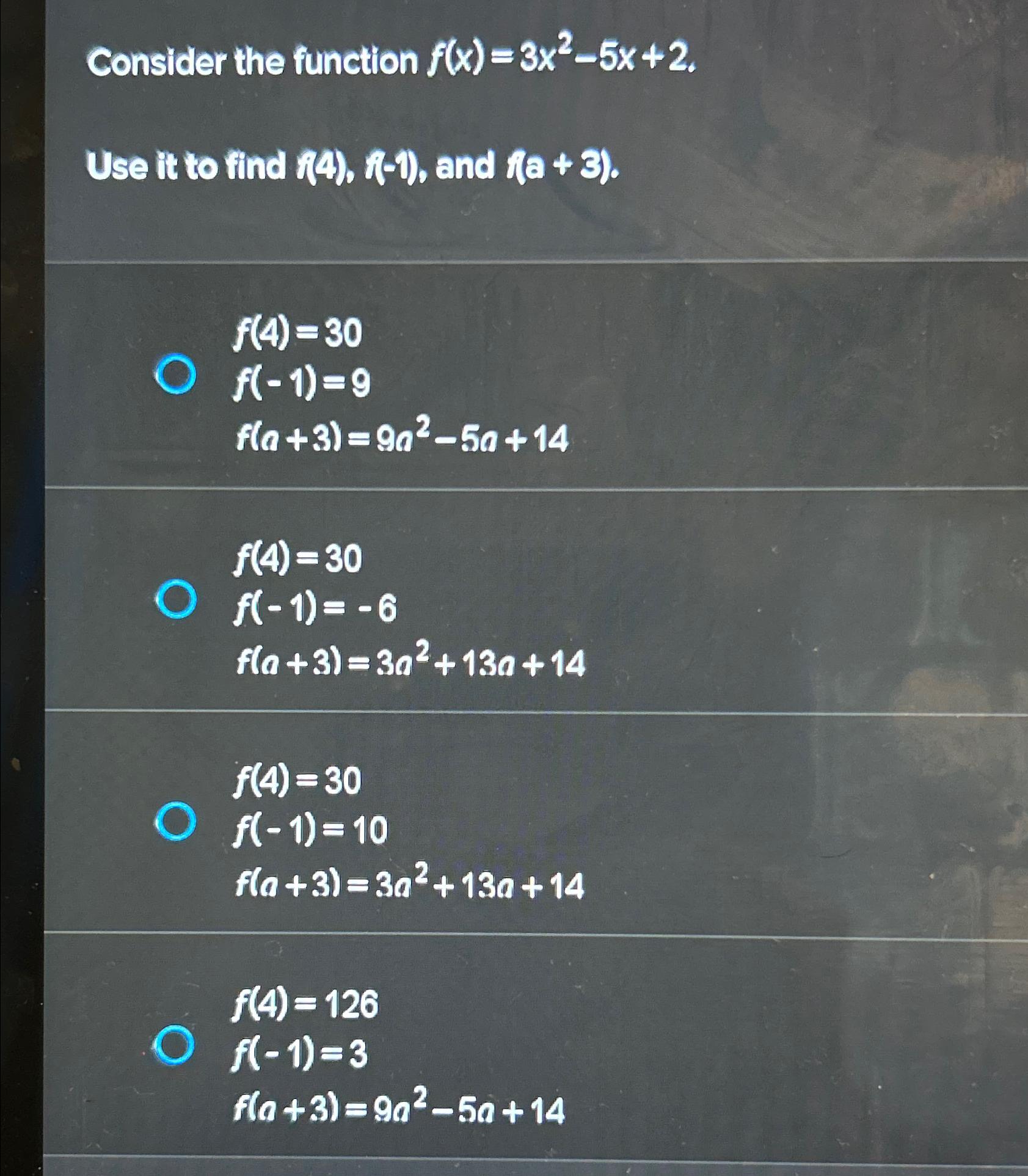 Solved Consider the function f(x)=3x2-5x+2.Use it to find | Chegg.com