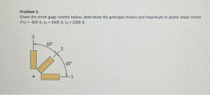 Solved Problem 3. Given the strain gage rosette below, | Chegg.com