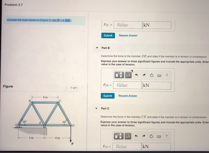 Solved Problem 3.7 Consider the truss shown in Figure 1). | Chegg.com