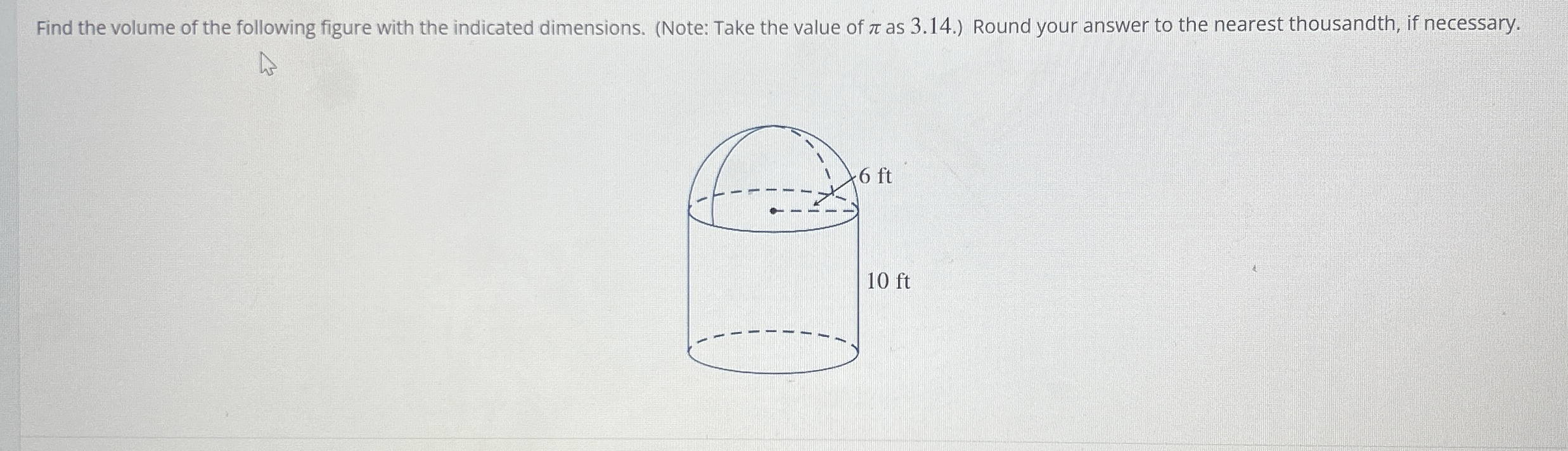 Solved Find the volume of the following figure with the | Chegg.com