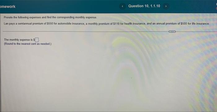 Solved Prorate the following expenses and find the | Chegg.com