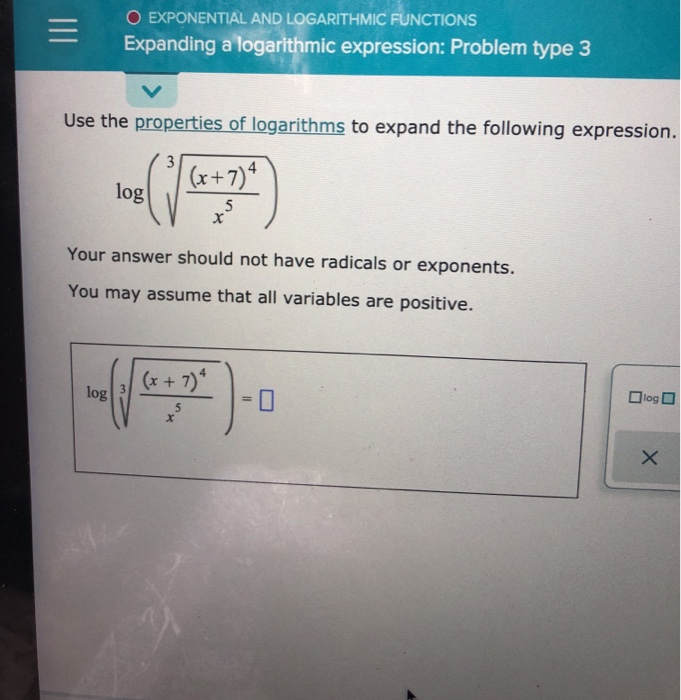 Solved O EXPONENTIAL AND LOGARITHMIC FUNCTIONS Expanding a | Chegg.com