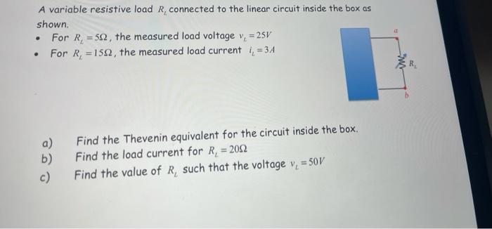 Solved A variable resistive load R, connected to the linear | Chegg.com