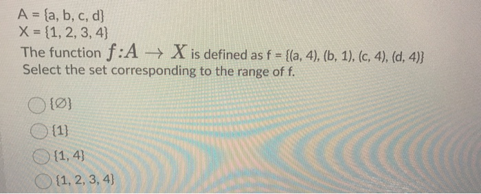 Solved A A B C D X 1 2 3 4 The Function F A Chegg Com