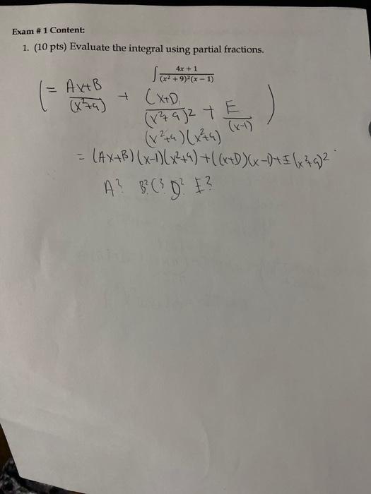 Solved Exam 1 Content 1 10 Pts Evaluate The Integral