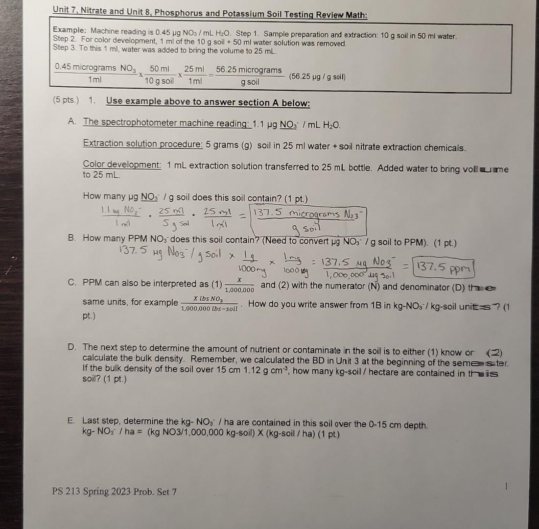 Unit 7. Nitrate and Unit 8, Phosphorus and Potassium | Chegg.com