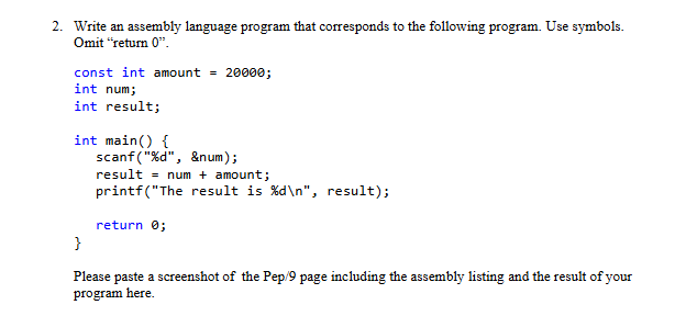 Solved 2. ﻿Write an assembly language program that | Chegg.com