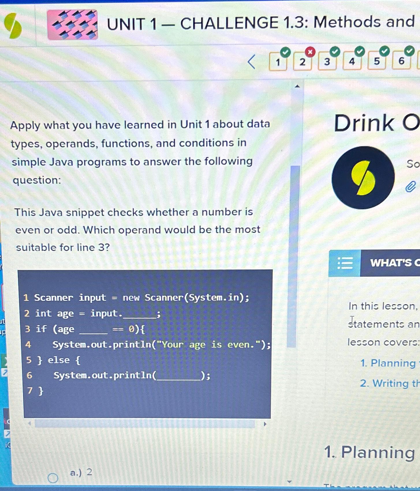 Solved UNIT 1 - ﻿CHALLENGE 1.3: Methods and123456Apply what | Chegg.com