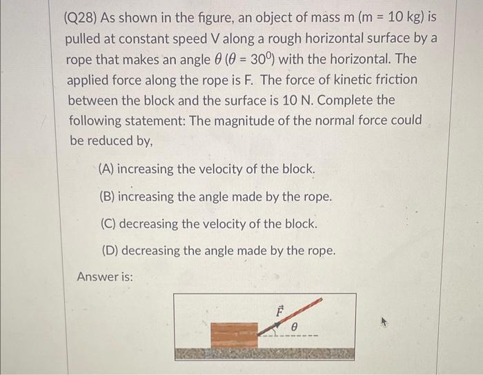 Solved (Q28) As shown in the figure, an object of mass | Chegg.com 