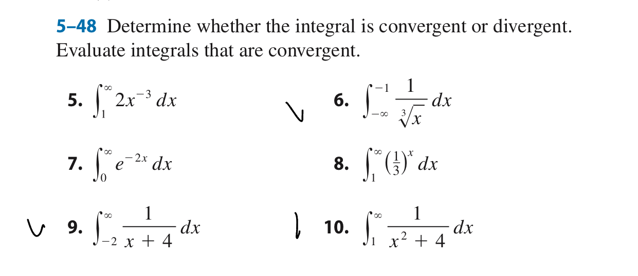 Solved 5-48 ﻿Determine whether the integral is convergent or | Chegg.com