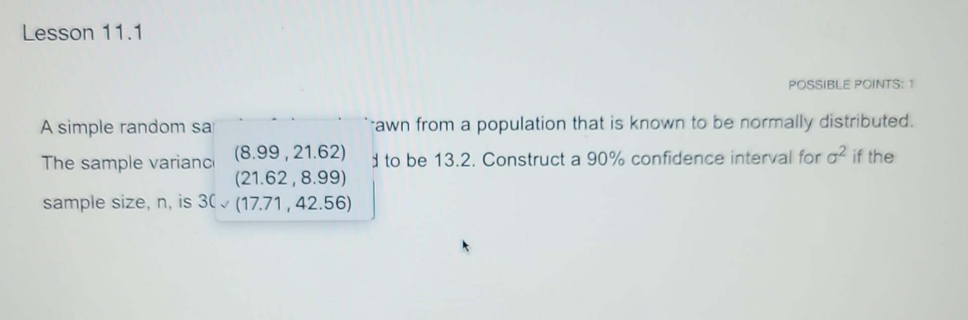 Solved A simple random sample of size n is drawn from a | Chegg.com