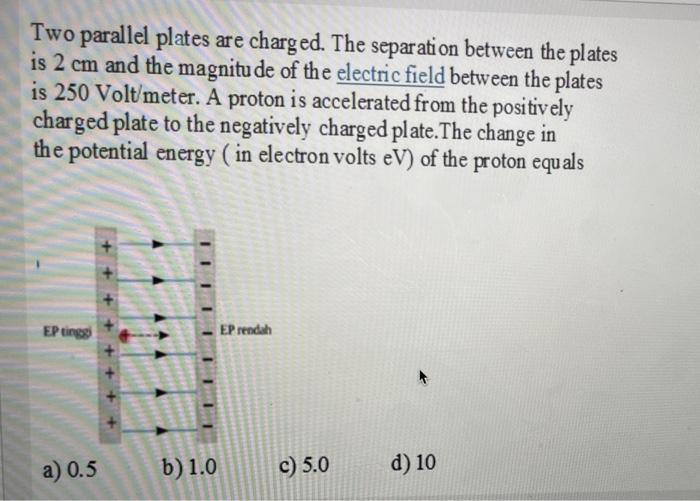Solved Two parallel plates are charged. The separation | Chegg.com