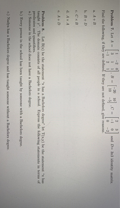 Solved 1 -2 0 2 3 -20 10 Problem 7. Let A = 3 1 1 B = CE -1 | Chegg.com