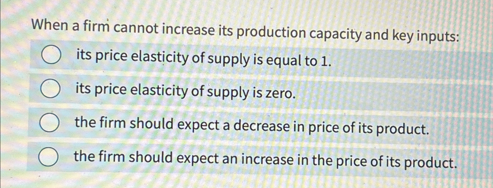 Solved When a firm cannot increase its production capacity | Chegg.com