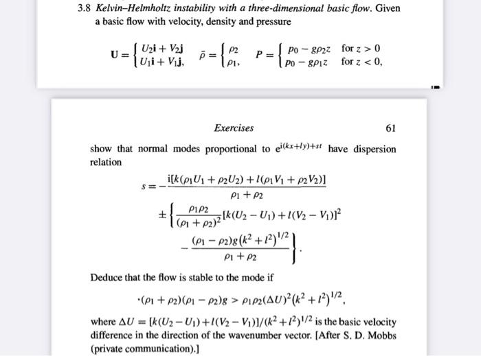 Solved 3.8 Kelvin-Helmholtz instability with a | Chegg.com