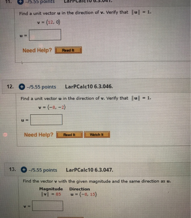 Solved +-)5.55 points LaPPlaldIU U.5.041. ul = 1 Find a unit | Chegg.com