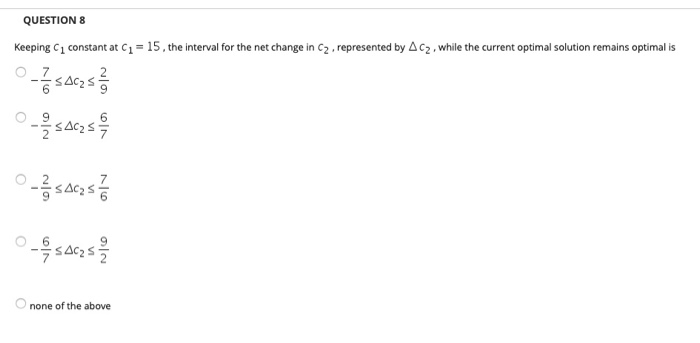 Solved QUESTION 1 Using C1 and C2 to represent the objective | Chegg.com