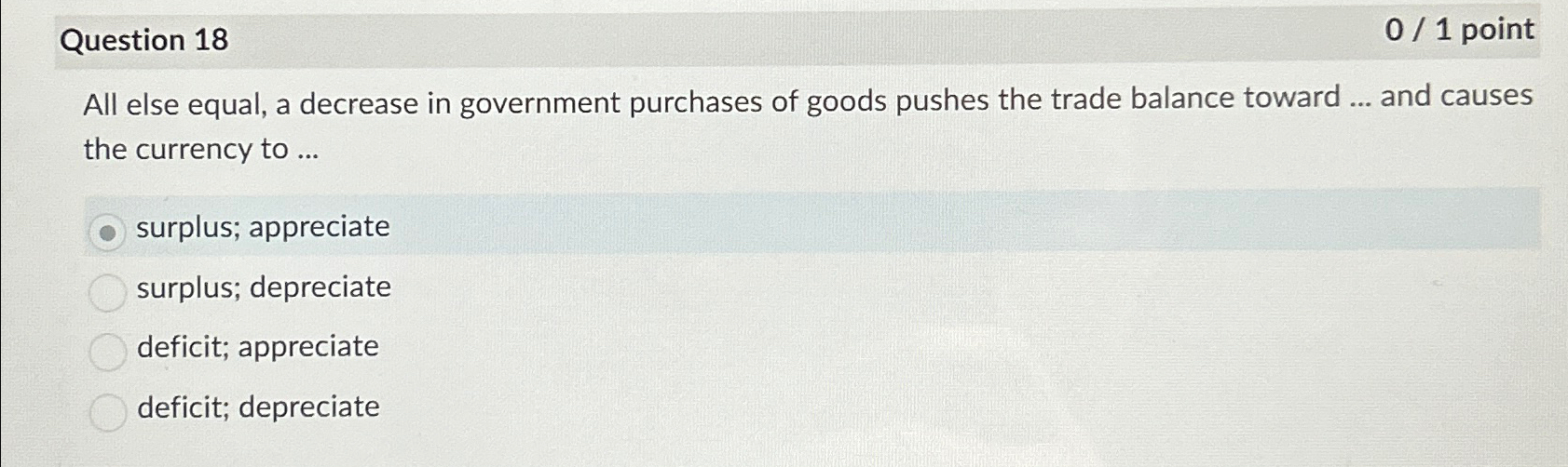Solved Question 1801 ﻿pointAll else equal, a decrease in | Chegg.com
