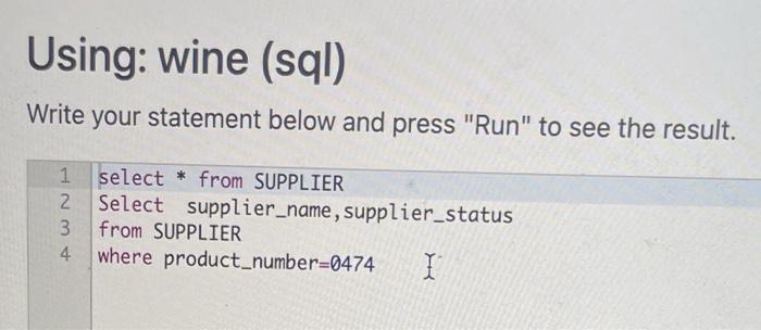 Solved a) Write a SQL query that returns supplier number and | Chegg.com