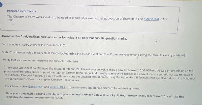 Required information The Chapter 14 Form worksheet is | Chegg.com
