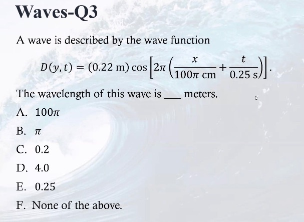 Solved Waves-Q3 A wave is described by the wave function t | Chegg.com
