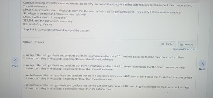 Solved Community College Instructors Salaries In One State Chegg