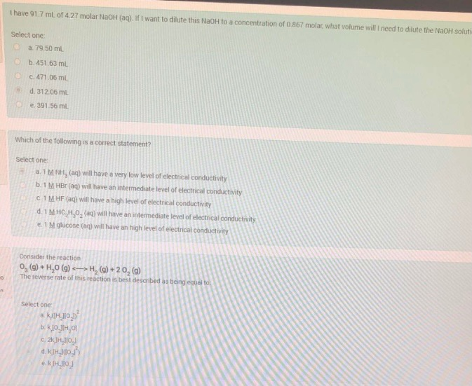 Solved I have 91.7 ml of 4.27 molar NaOH(aq) if I want to | Chegg.com
