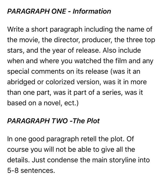 paragraph about movies