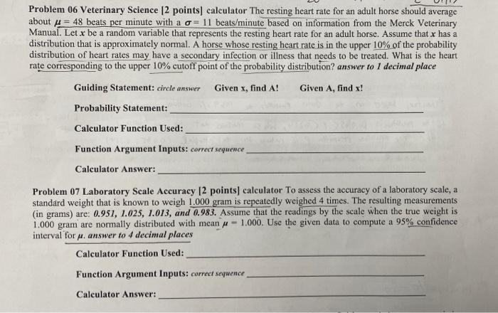 Solved Problem 06 Veterinary Science [2 points) calculator | Chegg.com
