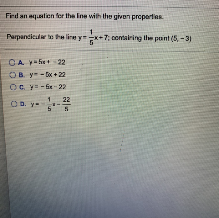 Solved Find an equation for the line with the given | Chegg.com