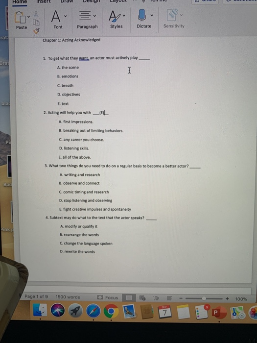 Solved Home A Ą Paste Font Paragraph Styles Dictate | Chegg.com